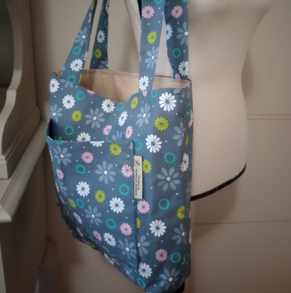 Floral Blue Tote Bag